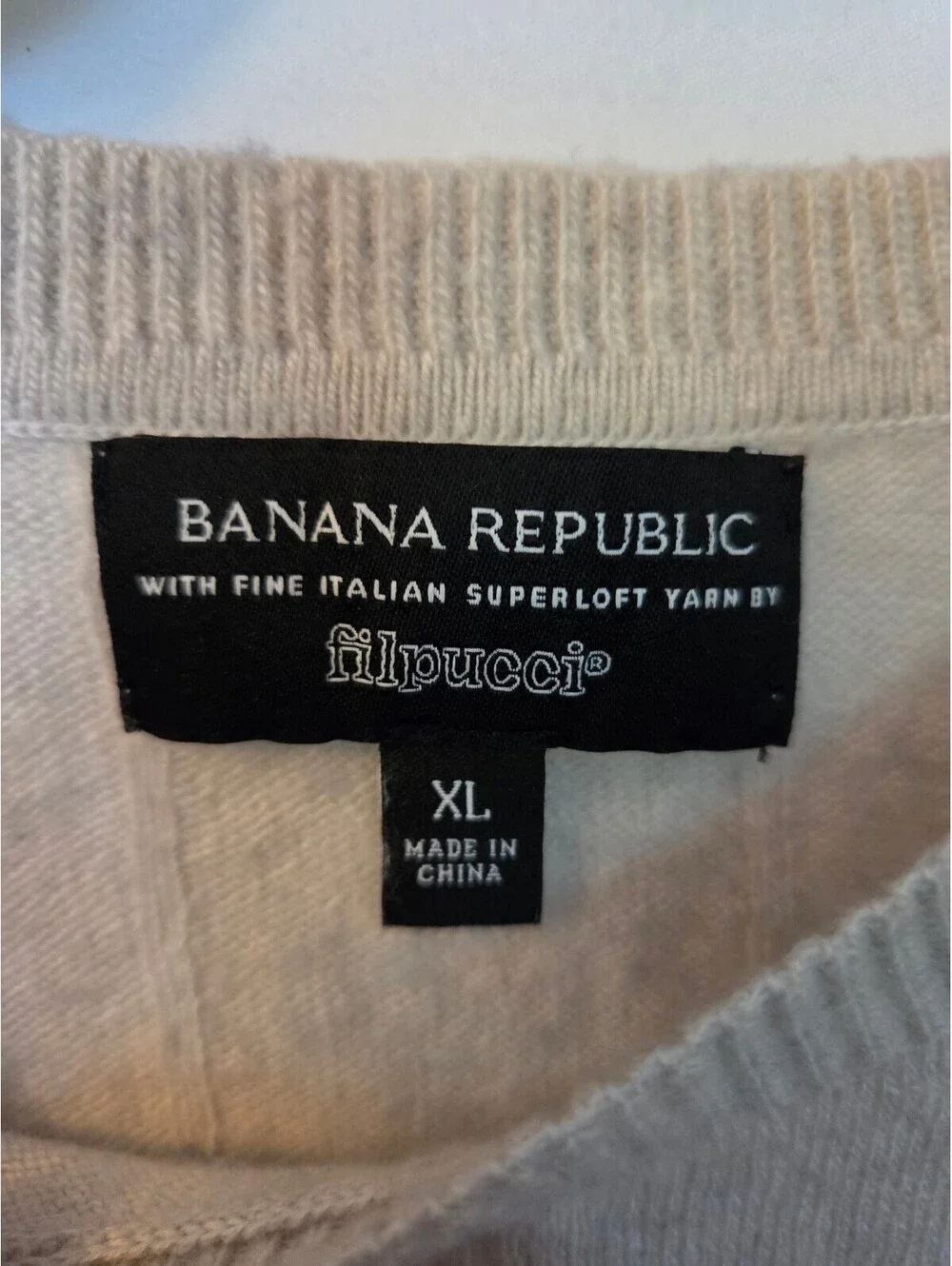 Banana Republic XL Merino Wool Cashmere Sweater Cream Italian Yarn Crewneck